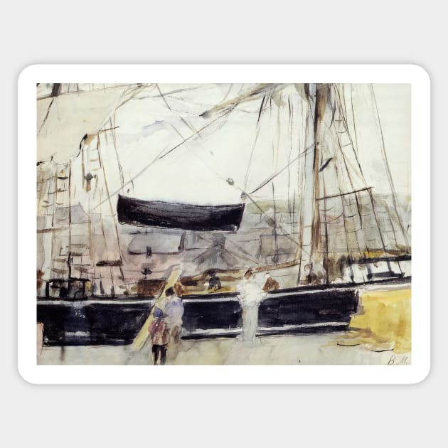 boat on the quay 1875 - Berthe Morisot Sticker by Kollagio